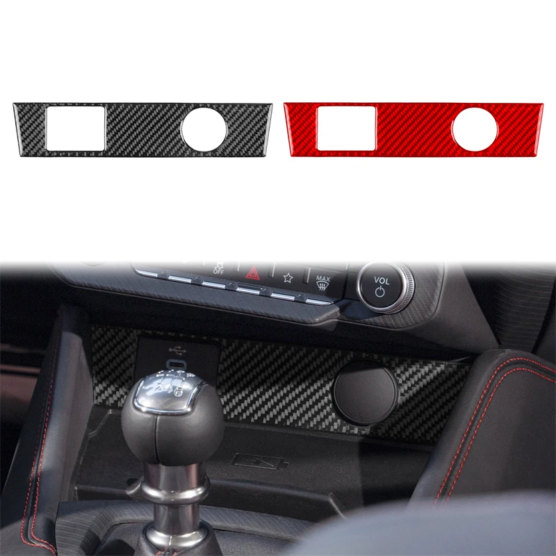 Real Soft Carbon Fiber For Ford Mustang GT 2024 2025 LHD RHD Car USB Cigarette Lighter Panel Sticker Interior Trim Accessories