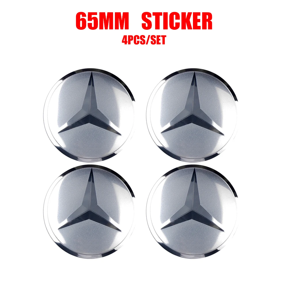 56/60/65mm Aluminum Auto Wheel Center Cap Stickers Benz Badge Tire Accessories For Mercedes Benz G S R C E B A Class E300 S200