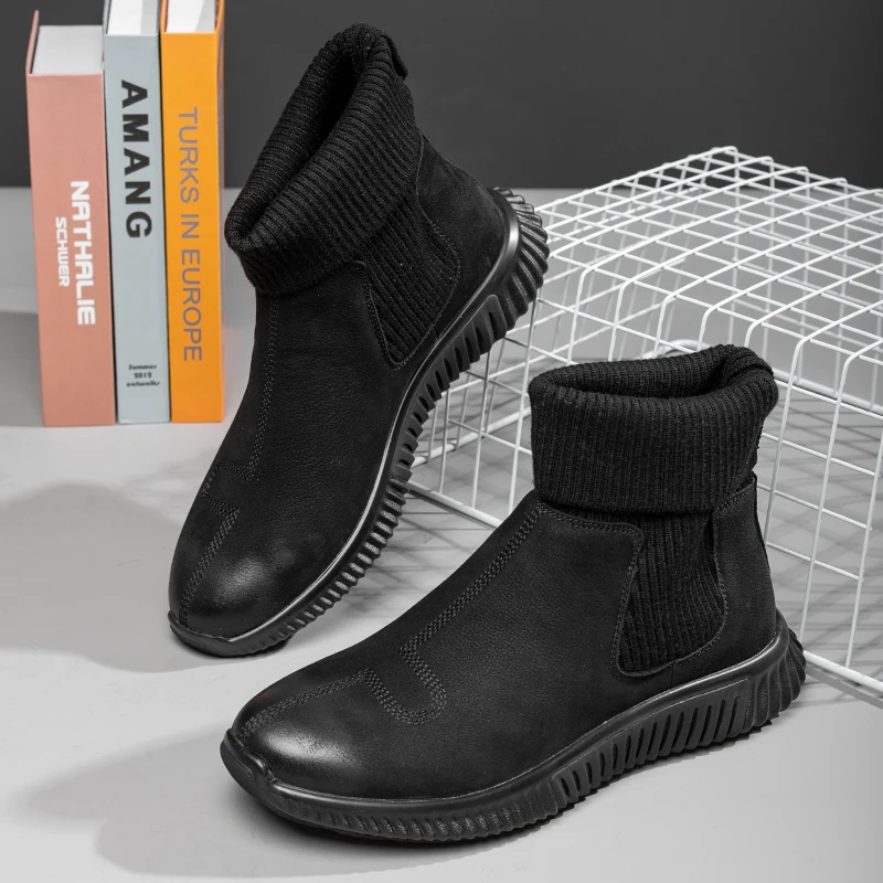 Botas curtas versáteis masculinas, sapatos da moda britânica, inverno, PB81106