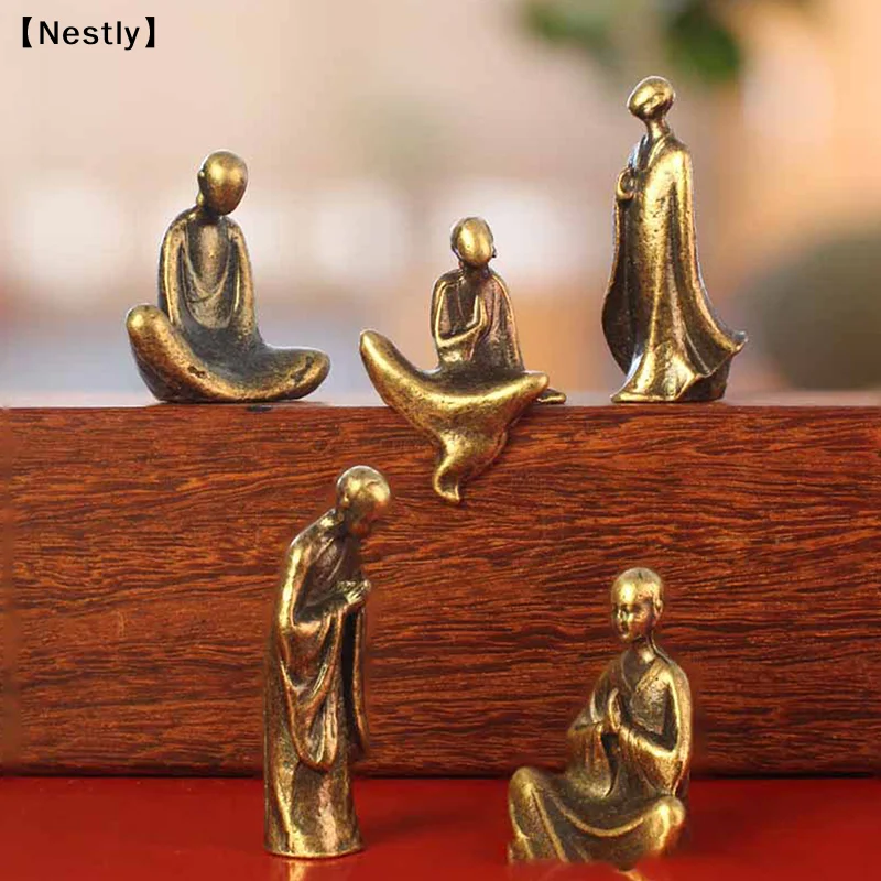 Mini Welcome Pine Miniature Figurine Copper Small Faux Tree Decor For Bonsai Tree Statues Miniature Landscape Decorations〔Nest〕
