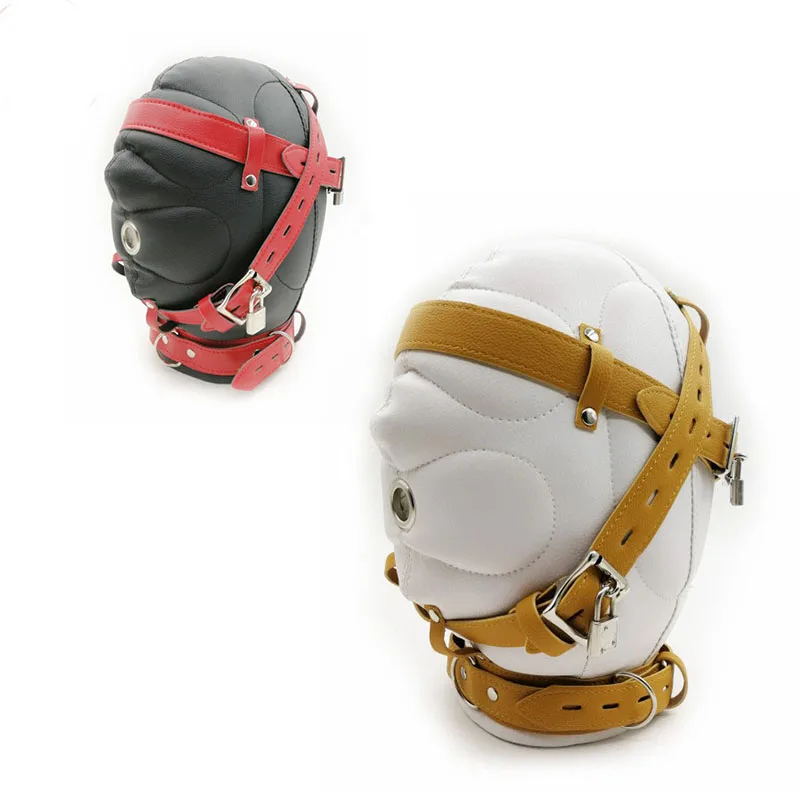 HotX-casco de cuero PU para parejas, cabeza completa, Bondage, capucha, boca abierta, Bloqueable, Gimp, Bondage, BDSM, Roleplay, juguete sexual