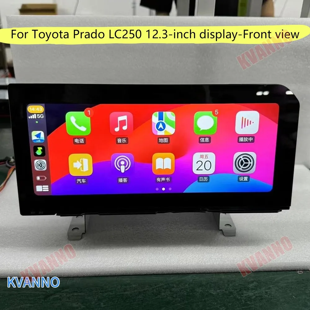 مشغل وسائط متعددة عالمي بشاشة 12.3 بوصة، يدعم نظامي التشغيل أندرويد أوتو، متوافق مع تويوتا برادو LC250 موديل 2024 و2025، مزود بنظام ملاحة GPS وراديو وشبكة 4G.