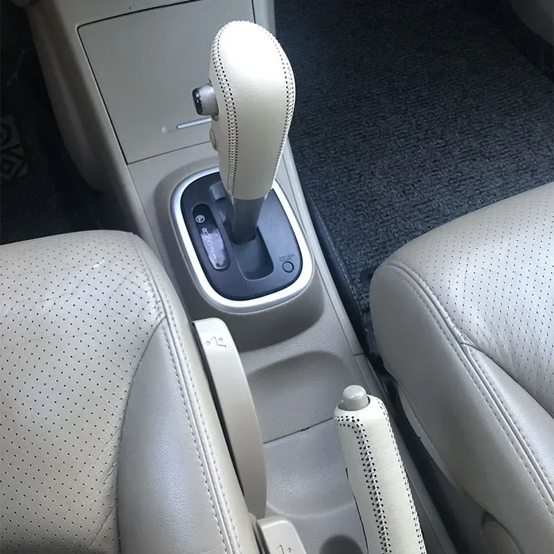 For Nissan Sylphy Tiida 2005-2021 Top Layer Leather Car Gear Head Shift Knob Cover Protector Sleeve Car Gear Cover
