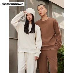 Metersbonwe-Men's Women's Crewneck Sweatshirt Jumper Simple Embroidered Solid Color Knit  Couple Pullover Spring And Autumn