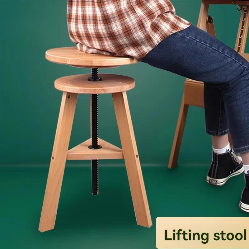 

New Rotating Painting Stool Art Beech Solid Wood Indoor And Outdoor Sketch Oil Painting Stool Painting Chair