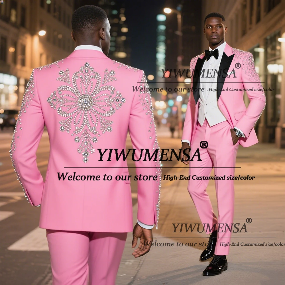 

Luxury Beaded Stones Suits Men 3 Pieces Sets Single Breasted Prom Blazers Customized Male Fashion Banquet Wedding Tuxedos 2026