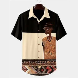 Tribal Turban Print Retro Tribal Men's Shirt Outdoor Street Casual/Daily Short Sleeve Brown Shirt