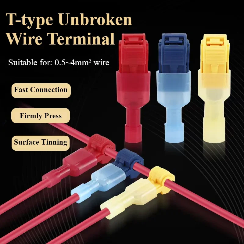 20PCS T-Tap Wire Connectors Self-Peeling Quick Splice Wire Terminal Insulation Male Quick Disconnect Spade Terminal Combo Kit