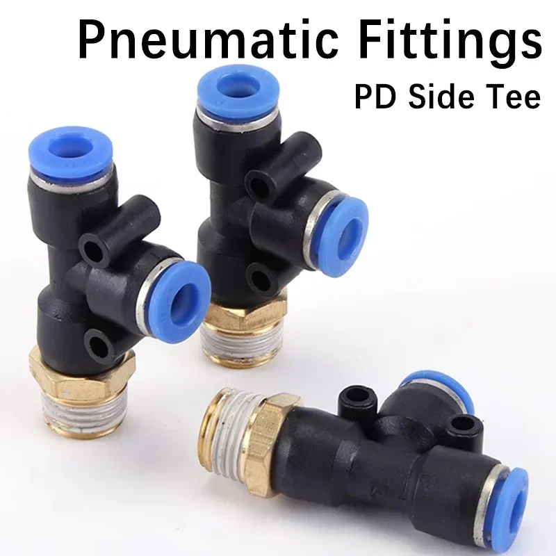 

PD Tee Air Pneumatic Fittings Quick Connector 4 6 8 10 12mm To Male Thread M5" 1/8" 1/4" 3/8" 1/2" Bsp Coupler