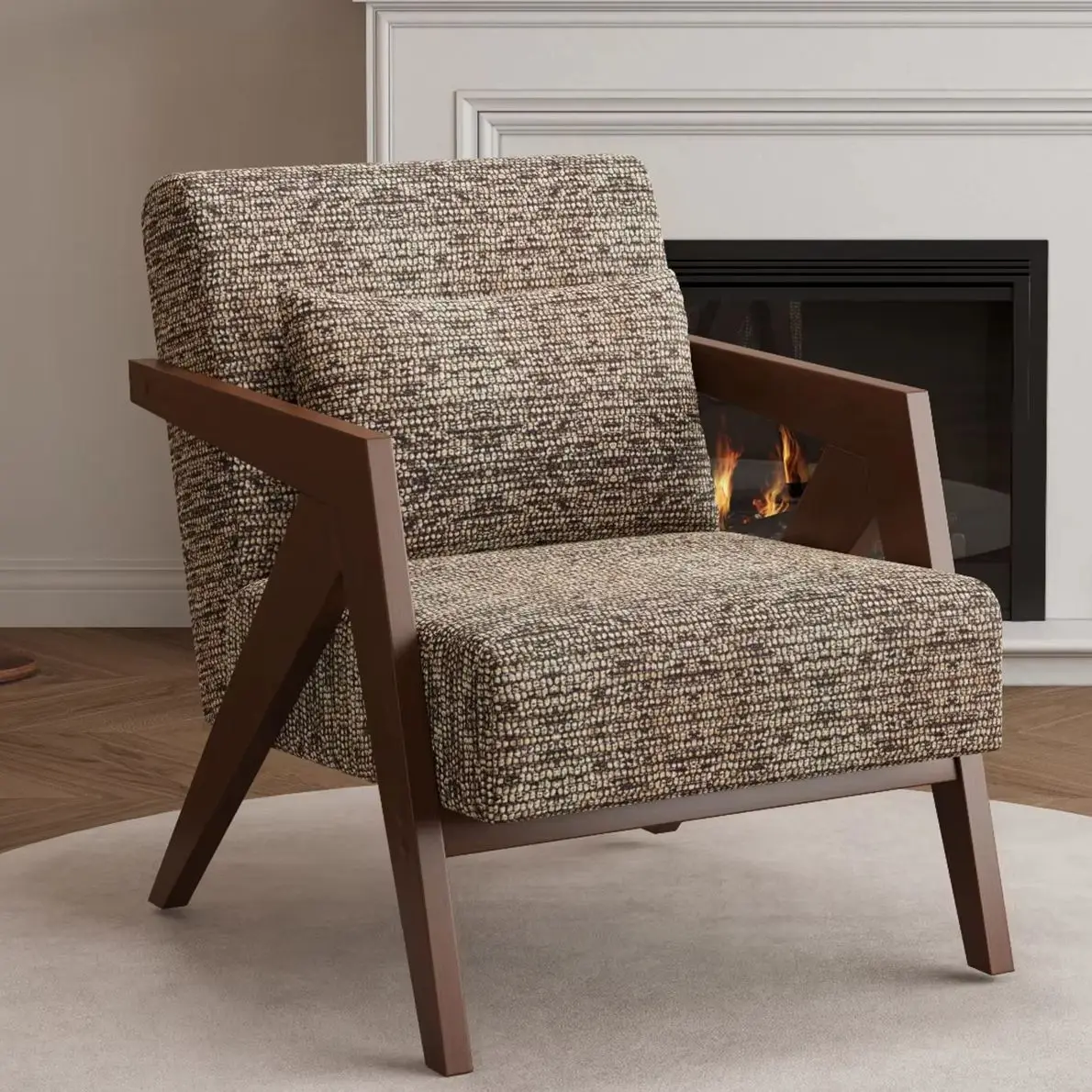 VIP 1 Single Sofa Chair French Retro Living Room balcony Casual Solid Wood Chair Home Armchair