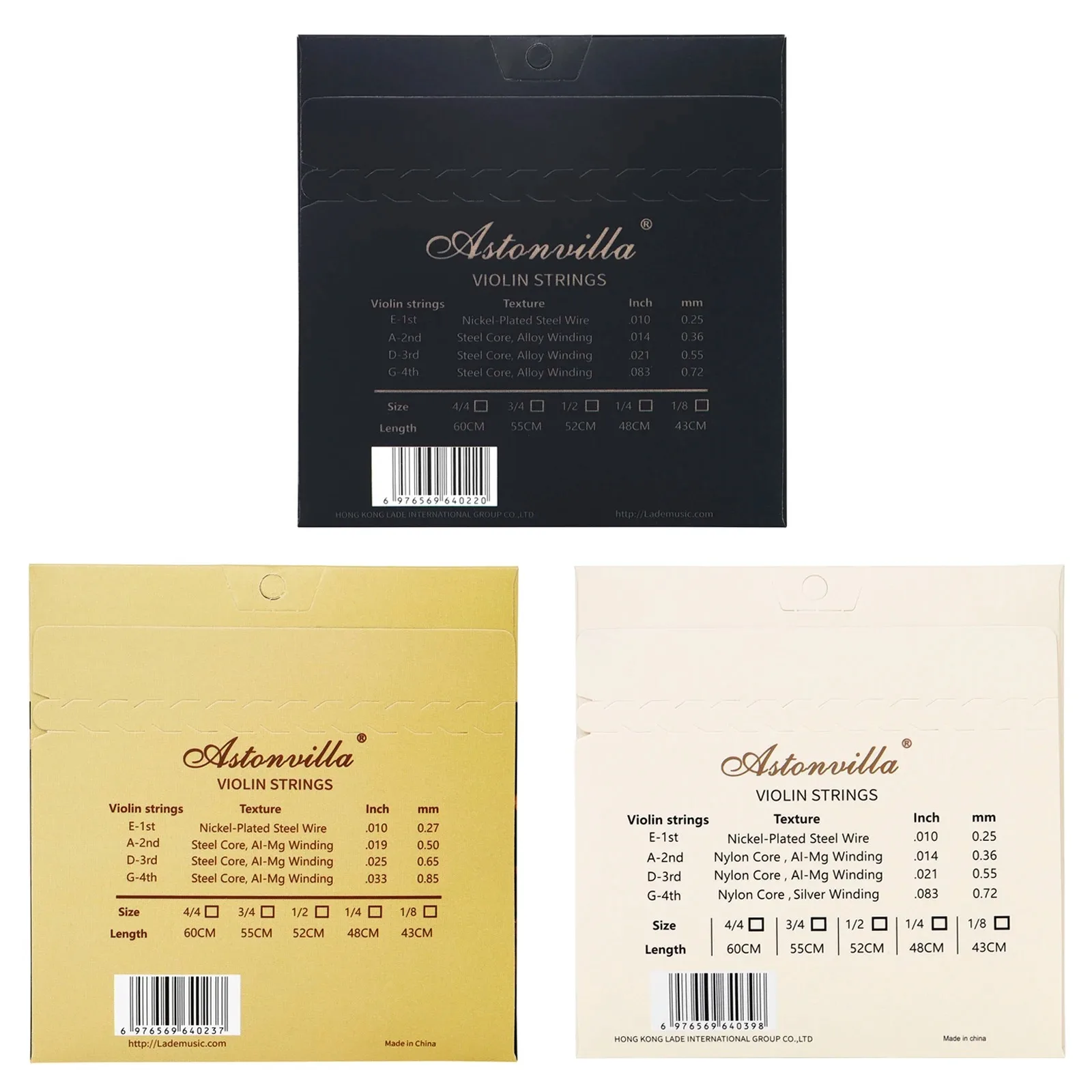 Astonvilla Violin Strings 4/4 Professional Violin Fiddle String E-A-D-G High-Quality Core Musical Instrument Parts Accessories