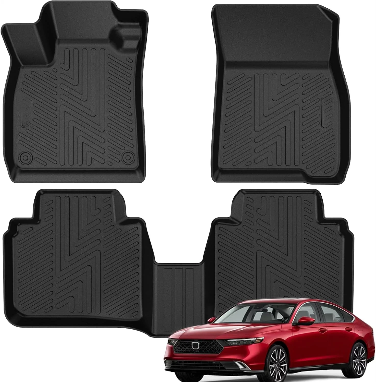 

Коврики для Honda Accord 2023-2026 (включая гибридные версии), всепогодные защитные резиновые вкладыши из TPE, черные