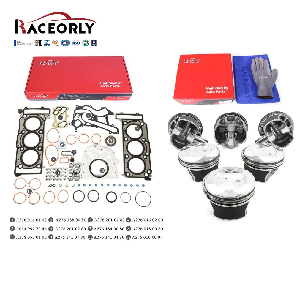 RACEORLY Head Gasket Piston Set For Mercedes W205 W212 X166 C43 E400 M276 3.0T