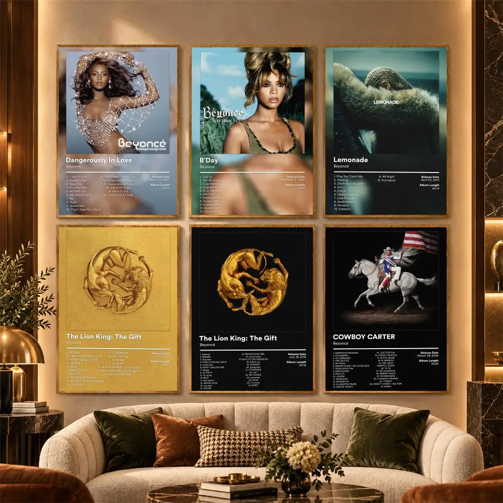 Singer B-Beyonce Album Cover Poster Stickers Painting Mural HD Wall Decals for Bedroom Living Room Home Self-Adhesive Decor Gift