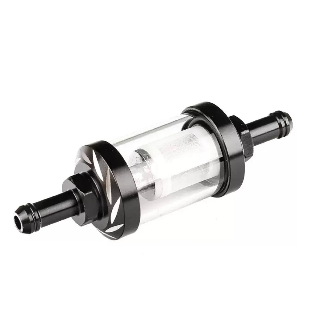 CNC Aluminum Inline Fuel Filter with Copper Core, Universal Washable for ATV Dirt Bike Scooter Motorcycle