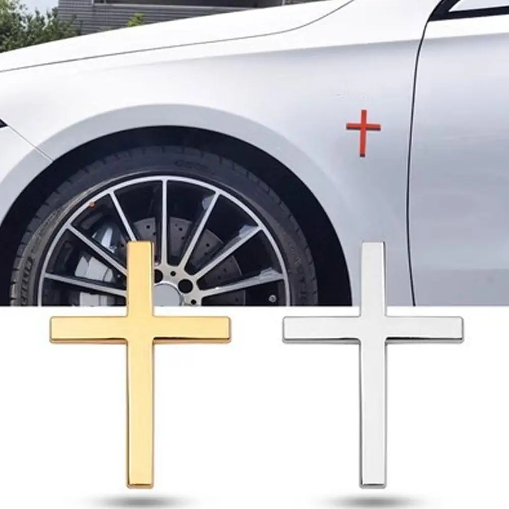 Metal Cross Badge Stickers 3D Stereo Cross Car Decal Protection Symbol car Modification Motorcycle Vehicle Decorative Accessory