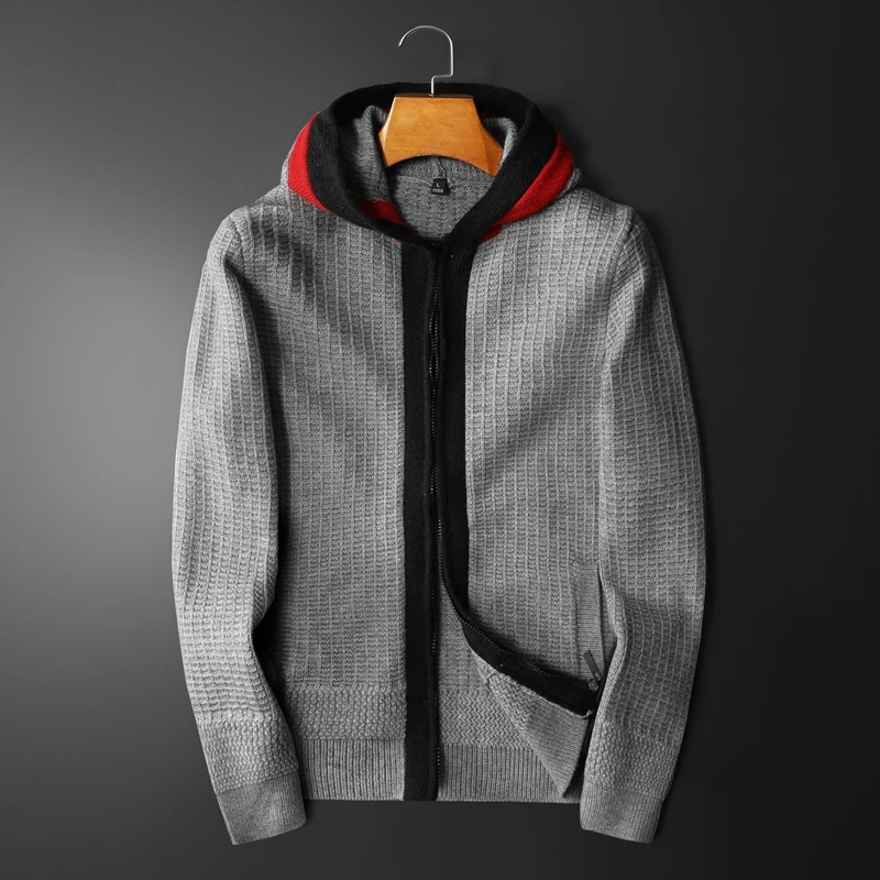 New Autumn Winter Male Sweaters Luxury Knitted Hooded Cardigan Casual Men's Sweaters Fashion Slim Fit Man Sweaters 4XL