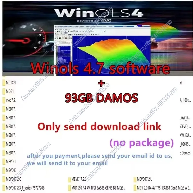 Winols 4.7 + ECM TITANIUM 26100 ECU Programming Tool Software+ 93GB Damos Files + Immo Service Tool V1.2+Leaning Video Guid