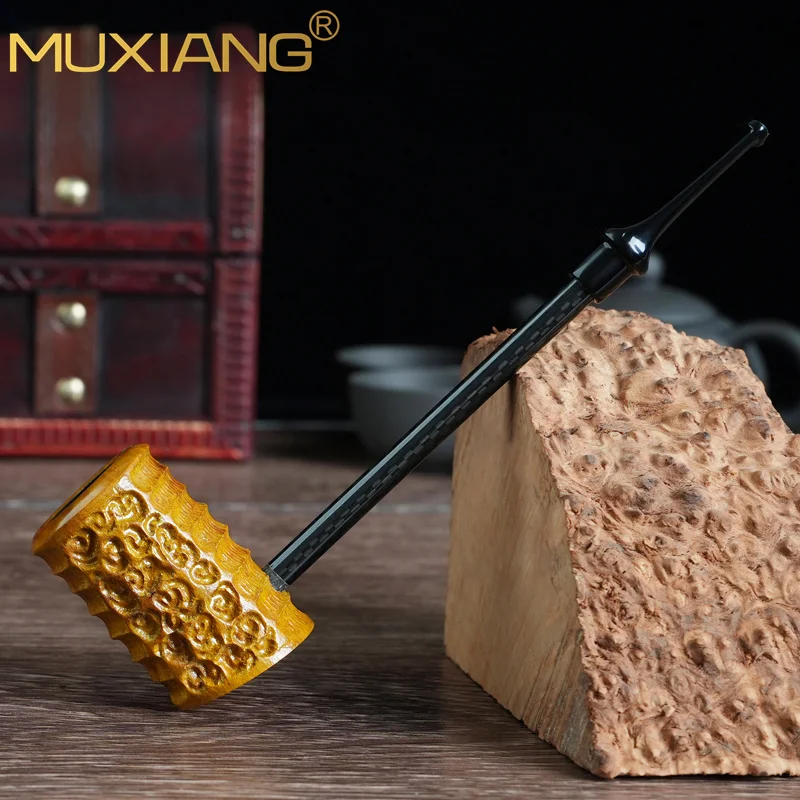 Handmade Popeye Pipe Briar Tobacco Pipe 3mm Cartridge Straight Stem Smoking Pipe Smooth Tulip Tom Eltang Pipe Carbon Fiber Stem