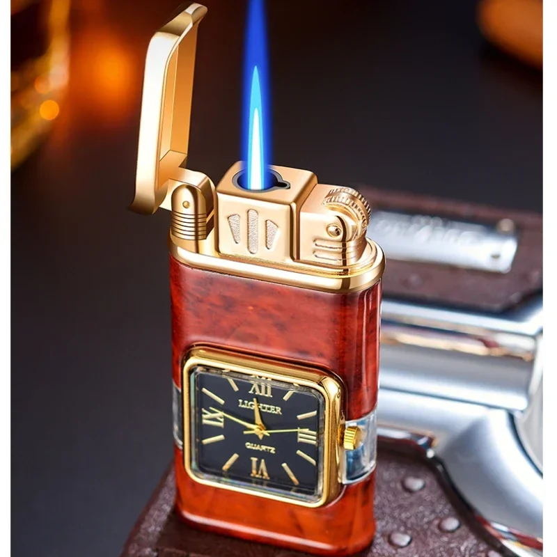 2024 New Multifunctional Lighter with Watch, Personalized Blue Flame Visible Air Chamber, High-end Lighter Gift for Boyfriend