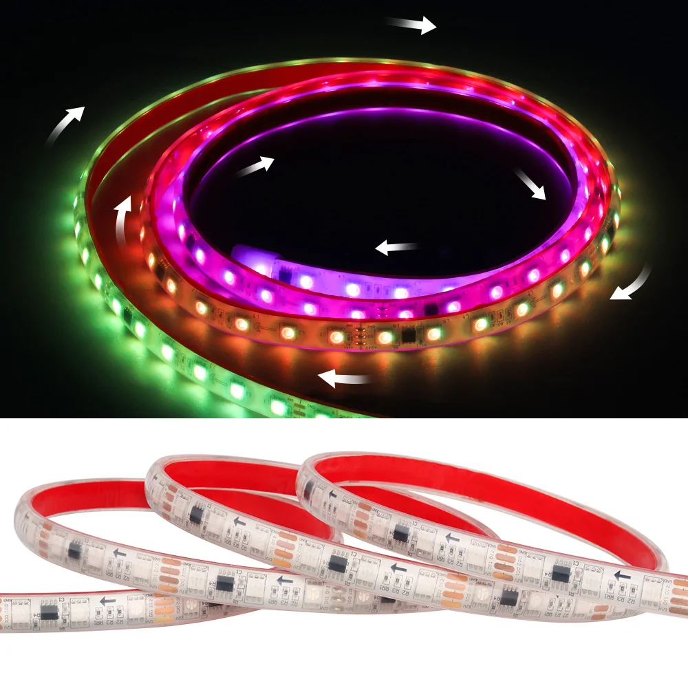 Waterproof IP67 Pixel SPI RGB LED Strip for Home Decor DC 12V/24V 60LED/m Flexible LED Tape Lights Dream Colour Same with WS2811