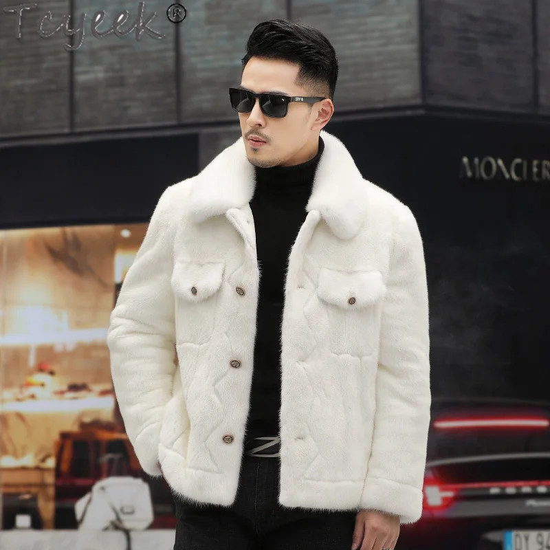 

Tcyeek Winter Real Mink Fur Jacket Fashion Short Mens Fur Coats Real Warm Natural Mink Fur Jackets Man Clothes Jaqueta Masculina