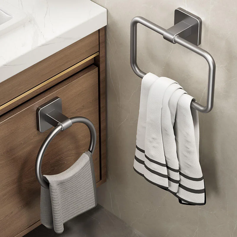 Space Aluminum Towel Holder No Drilling Bathroom Rack Black Towel Ring Rail Bar Kitchen Storage