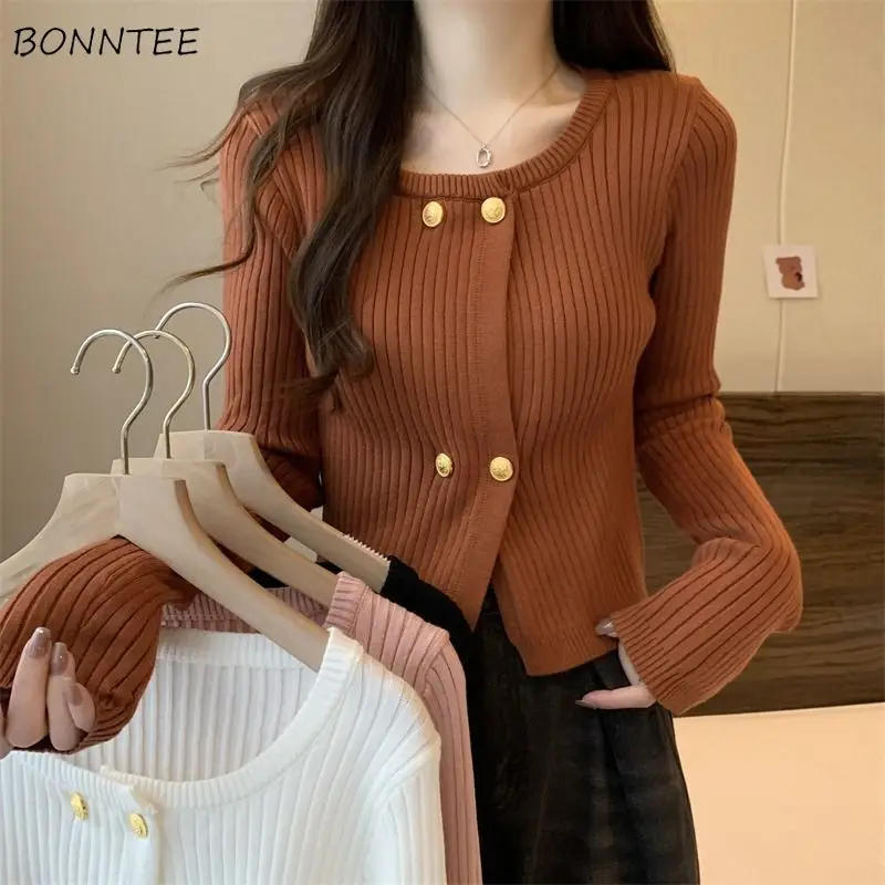 

Cardigan Women Solid Leisure Basics Autumn Breathable Temperament All-match Korean Style Charming Vintage Cute Ladies Attractive