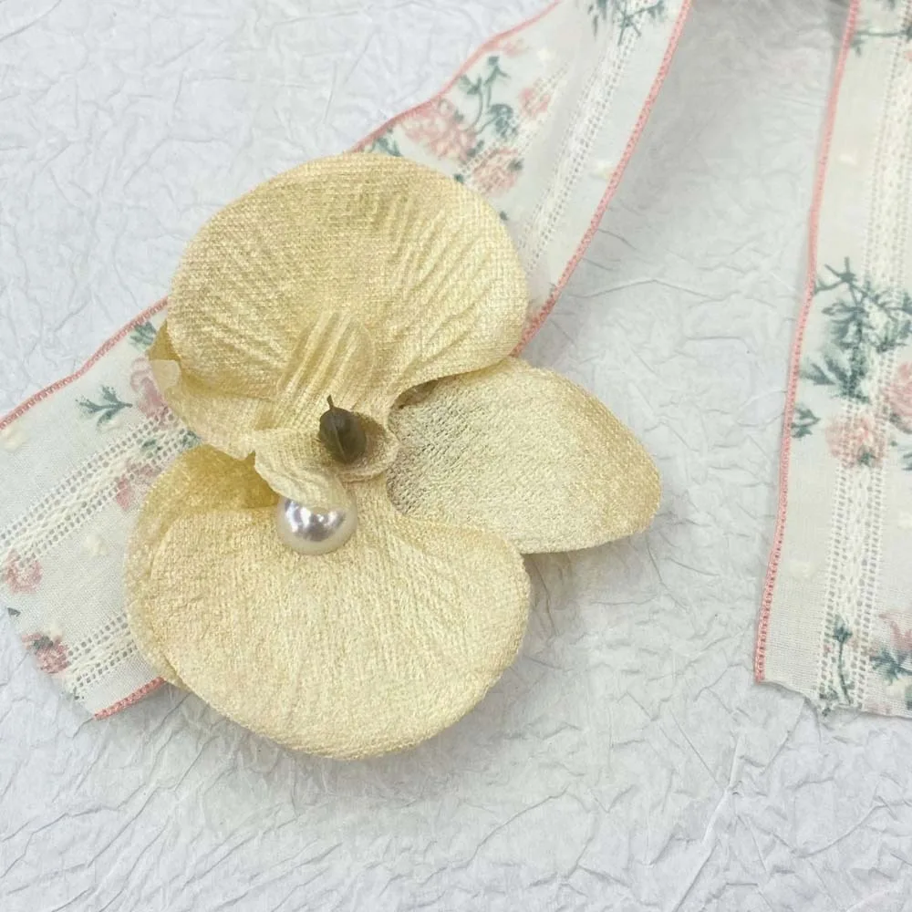 

Simple Sweet Orchid Flower Hairpin Thai Style Rhinestone Butterfly Orchid Hair Clip Cloth Brooch Women Side Clip Seaside