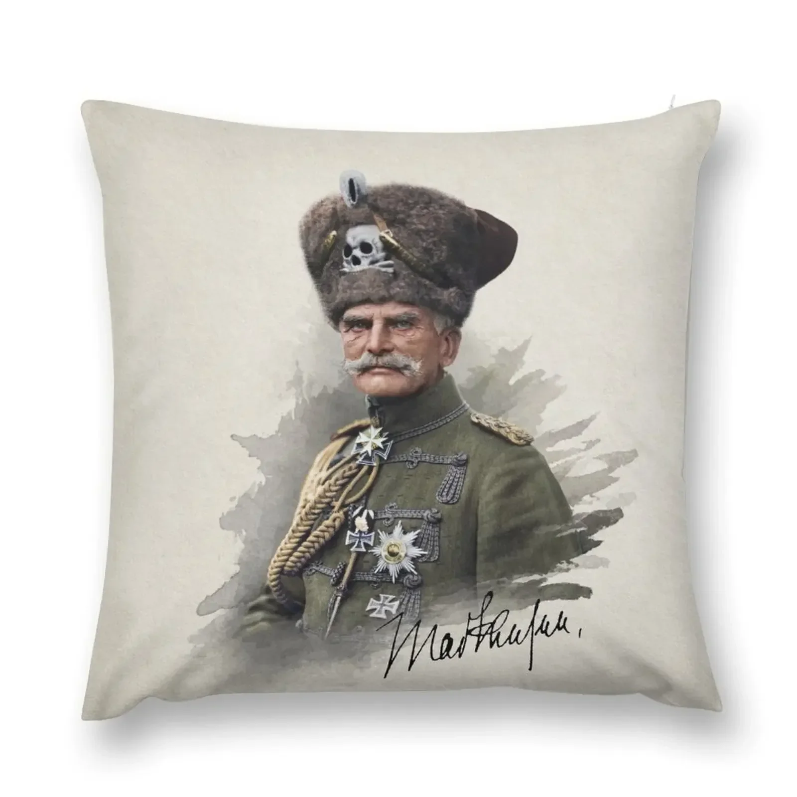 August von Mackensen Portrait Art Throw Pillow Throw Pillow Covers Plaid Sofa Decorative Cover For Living Room pillow