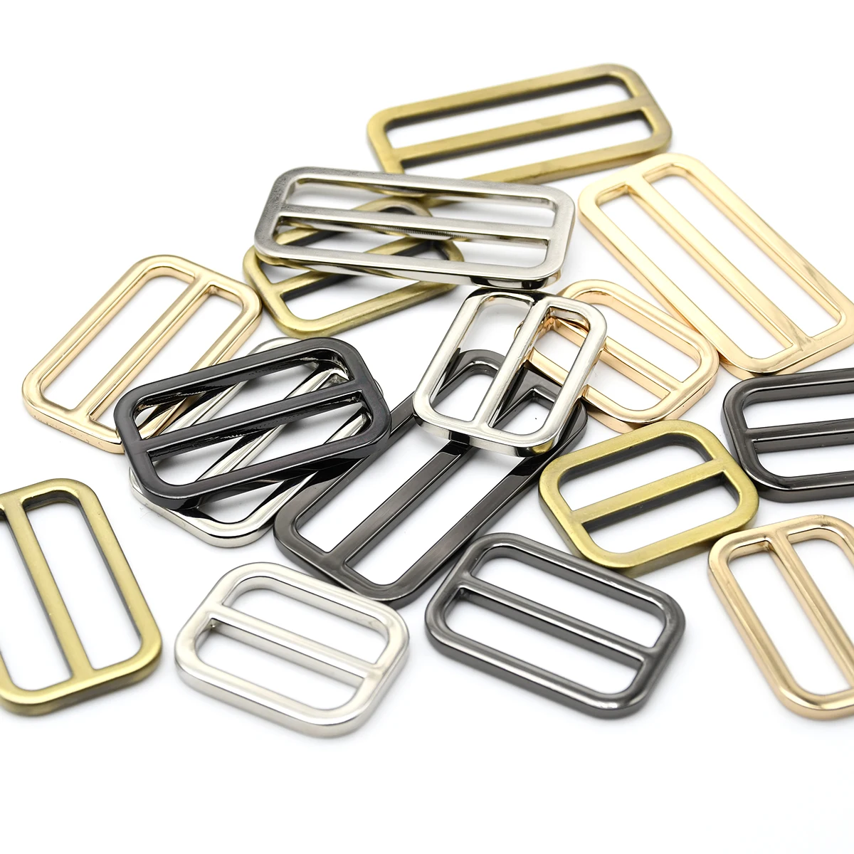 1x Metal Square Ring Tri-glide Adjustment Buckle Rectangle Loops Leather Craft Bag Parts Strap Webbing Garment DIY Accessories