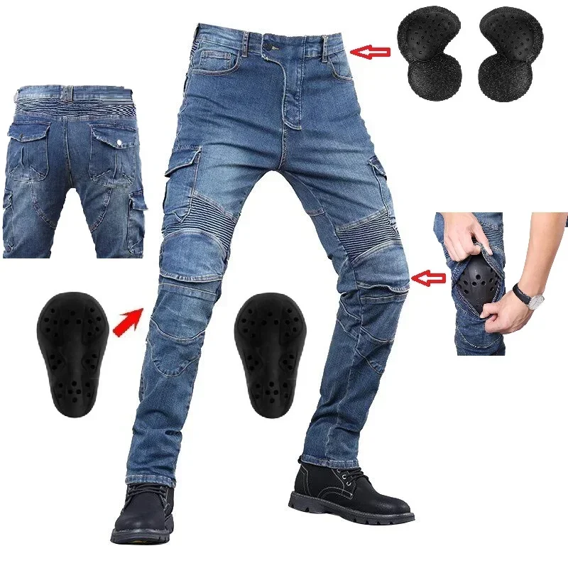 Outdoor Four Seasons Motorcycle Wear-resistant Casual Jeans Anti-fall Pants Off-road Riding Protection Elastic Pants