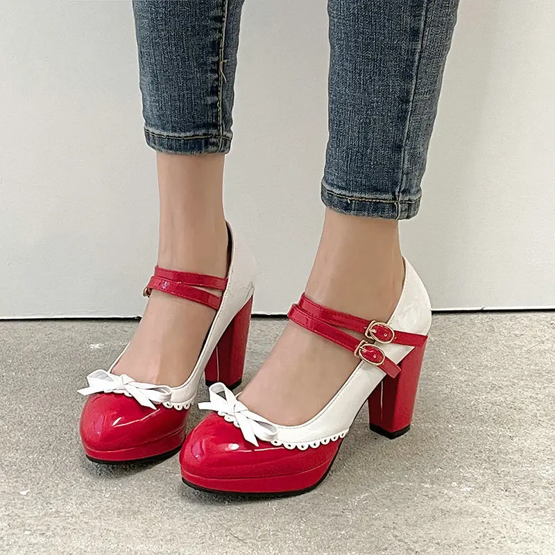 Beige High Heels Comfortable High-Heeled Shoes Round Toe Shallow Mouth Hollow Chunky Sandals Patent Leather Sexy Pump Basketball