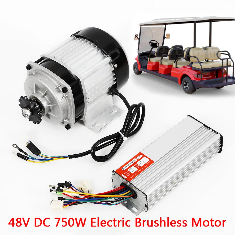 DC48V 750W Tricycle Brushless Motor Electric Scooter Motor w/Controller for Controller Pedal E-Bike Go Kart Gear Reduction ATV