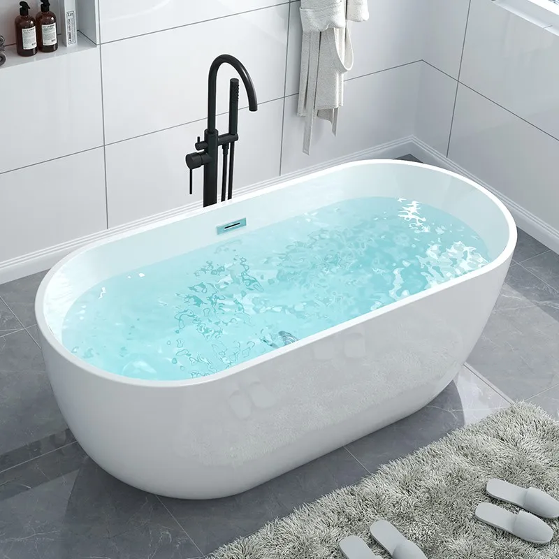 By sea White Acrylic Bathroom bathtub 12001300/1400/1500/1600/1700mm European style heat-retaining bathtub High quality-K-8780