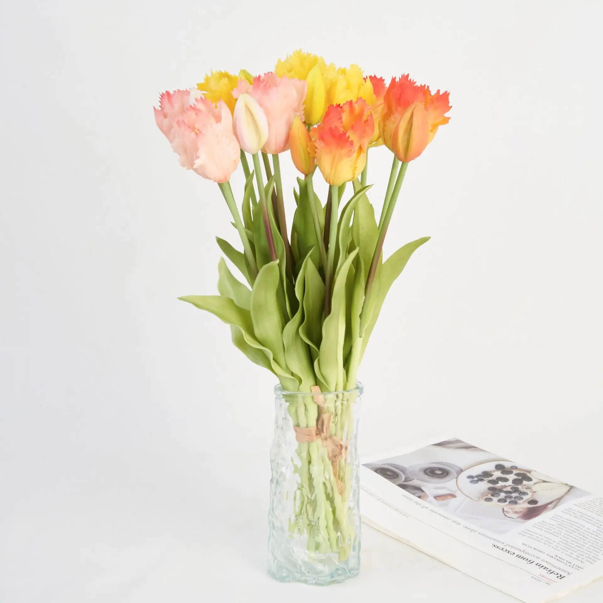 5-köpfige Latex-Tulpen, künstliche Blumen, Heimdekoration, echt anfühlende Tulpen, Party-, Hochzeitstisch-Blumenarrangements, Blumenstrauß – Detail 3