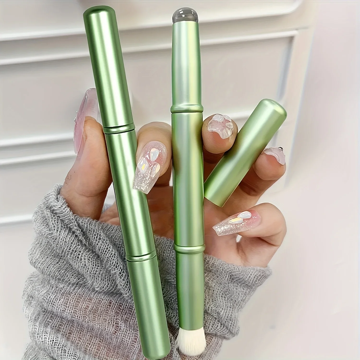 New Double-headed Jelly Silicone Lip Brush with Soft Fiber Hair Concealer MultiFunction Brush Eye Blooming Makeup Brushes