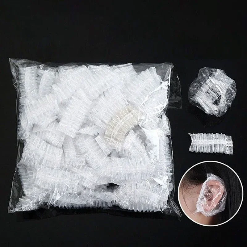 100pcs Disposable Ear Cover Waterproof Ear Protector for Hair Dyeing Bath Shower Earmuffs Caps Hairdressers Barber Accessories