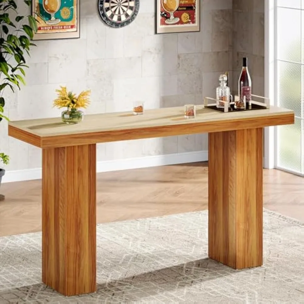 

Long Bar Table,Rectangular Counter Height Pub Table for Kitchen Dining Room