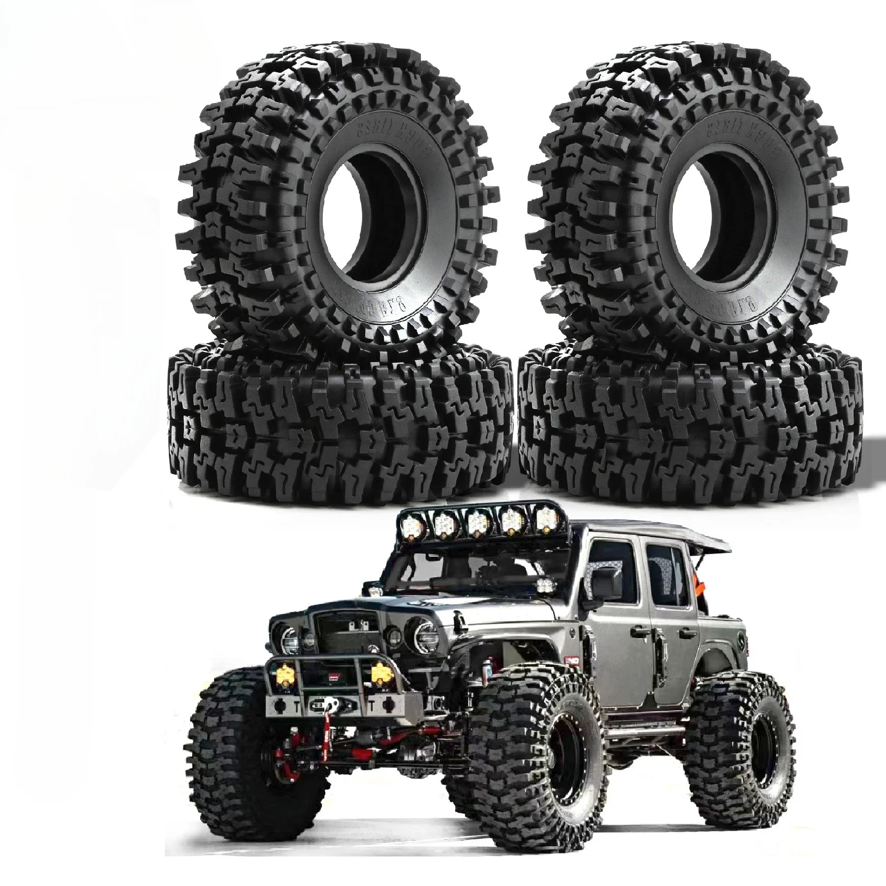 4 sztuki 1,9 cala opon gąsienicowych Rock Wheels Mud Tire do 1/10 RC Car Axial Traxxas SCX10 II III TRX4 RC4WD D90 YK4102 Gen8 Redcat