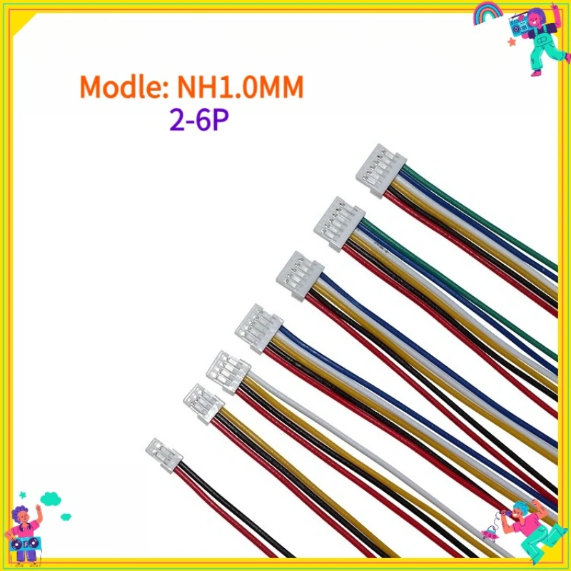

10Pcs NH1.0 with Lock Buckle Connector NH 1.0mm Pitch Single Head 2P/3P/4P/5P/6P Wire Length 10/20/30cm 30AWG Electron Wire
