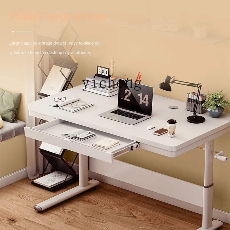 Tqh Adjustable Desktop Computer Desk Home Writing Desk Children Learning Lifting Desk Office Workbench