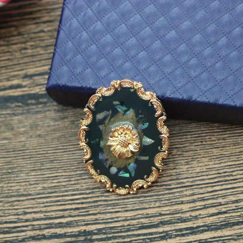 Women\'s Novelty Van Gogh Oil Painting Corsage Shell Sunflower Retro Atmosphere Suit Banquet Party Jacket Brooch