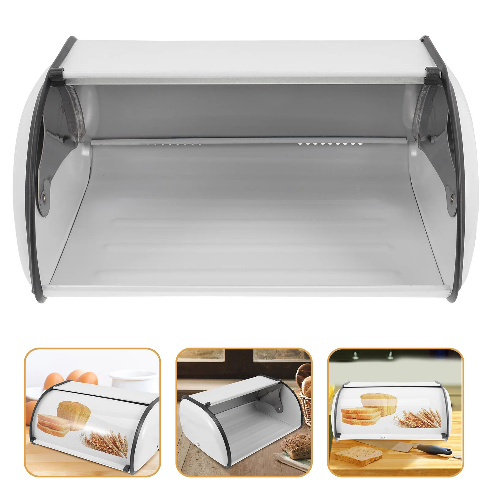 

Sturdy Box For Kitchen Countertop Dust-Proof Storage Container Bin Household Use Strong Base Metal Bread Storage Holder