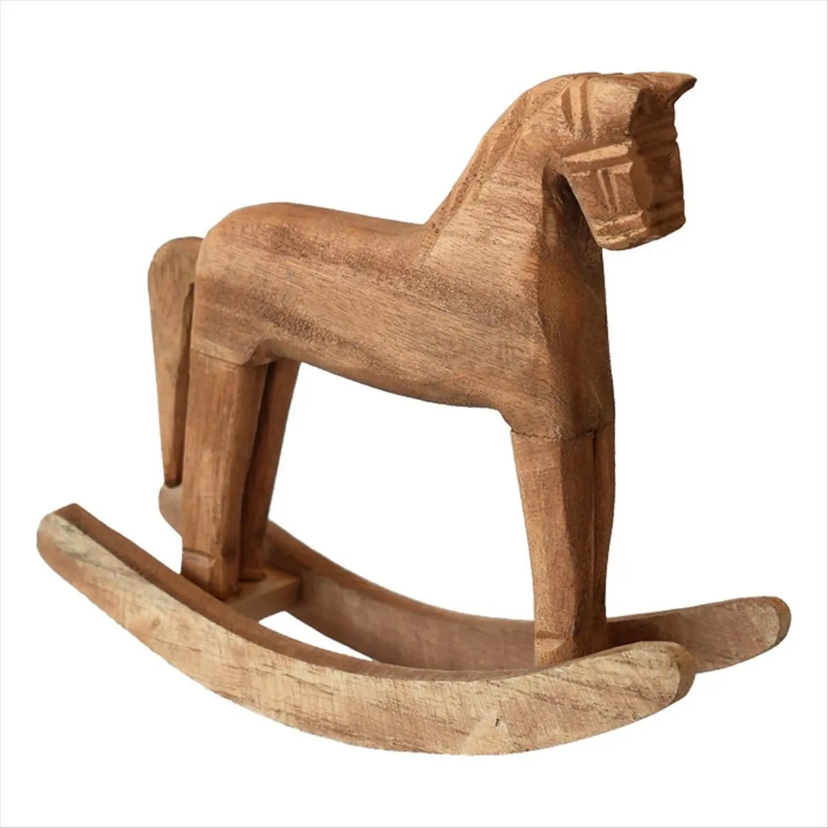 A20M Vintage Carved Wood Rocking Horse Animals Decorated with Wood Carved Craft Horse Figurines for Home Decoration