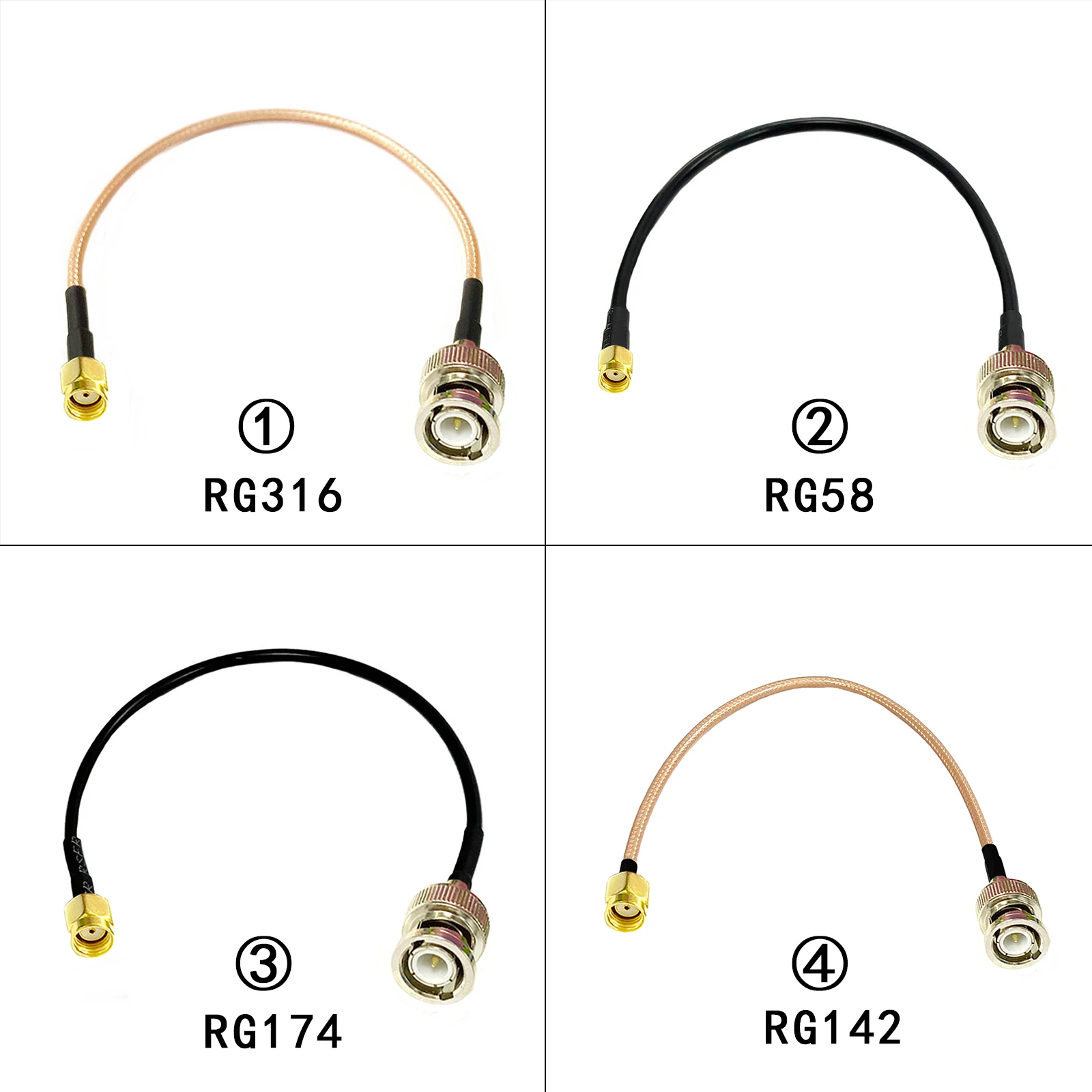 1pc New BNC Male to RP SMA  Male Plug Female Pin RG174 RG58 RG142 Coaxial Cable Pigtail 20cm/30cm/50cm Adapter