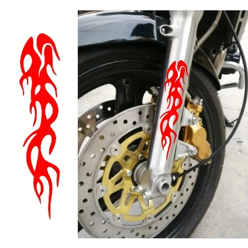 Two/Yes Universal Flame Motorcycle Front Fork Skull Sticker Graphic Sticker，Suitable for motorcycle stickers