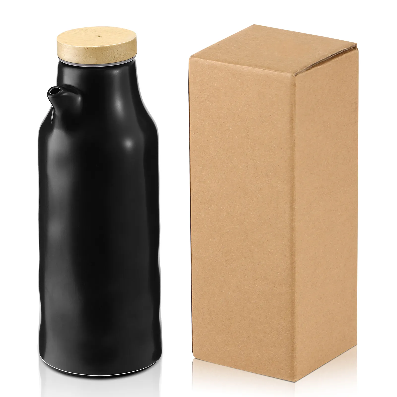 400Ml Ceramic Seasoning Bottle Premium Food-Grade Glossy Glazed Condiment Dispenser for Soy Sauce Olive Oil Vinegar Kitchen view 2