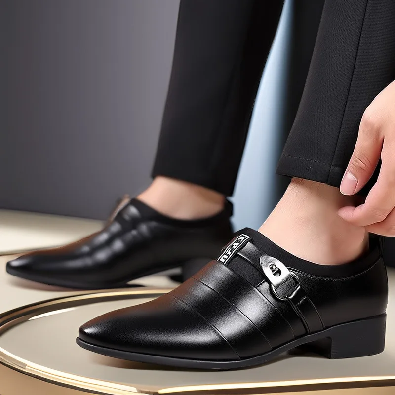 

Large-sized men's leather shoes, business dress shoes, formal wear, casual, breathable and comfortable British wedding shoes