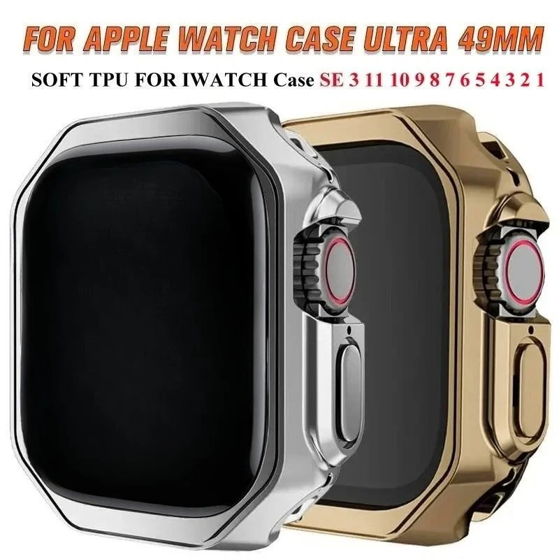 

TPU Bumper Protector Case For Apple Watch 46/49/45/44/42/41/40/38mm For iWatch Series Ultra3 2 11 10 9 8 7 6 5 4 3 Se3/2/1 2 1